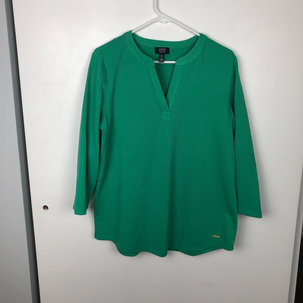 Jones New York Green Split-Neck Women’s Top Size L Large